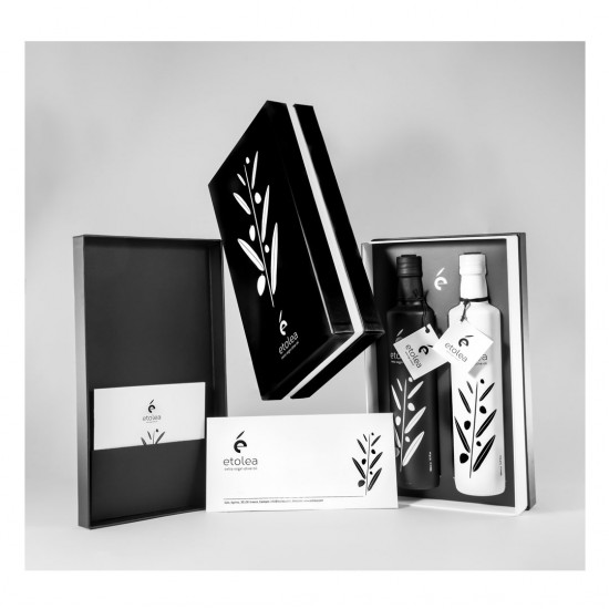 Double gift box (contains 2 bottles of extra virgin olive oil) - 500ml + 500ml - Etolea
