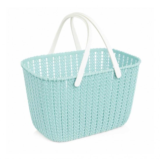 Light Blue Plastic Basket - H17 x W18.5 x D26.5 cm